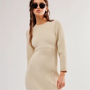 Free People Ivory Gabby Seamless Midi Dress Size Medium Large